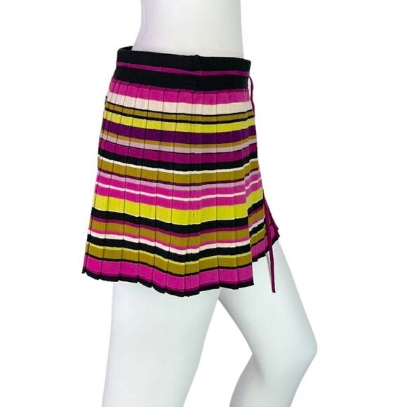 Missoni x Target Magenta Pink & Citron Pleated Striped Knit Mini Skirt Sz M - Picture 3 of 7